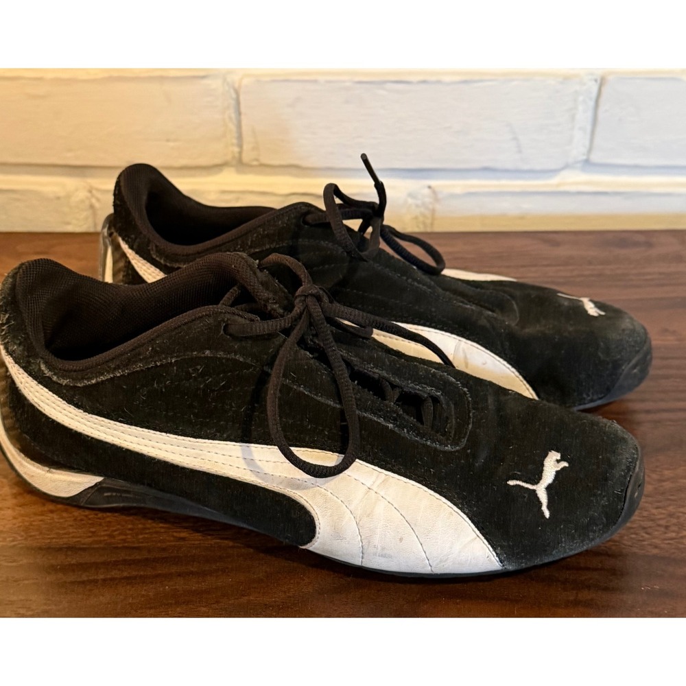 Puma Speed Cat Black White Suede Racing Shoes Mens 5.5 Womens 7 Low Top Sneaker